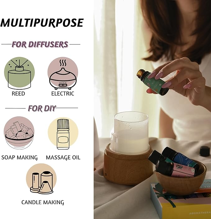 Folkulture Essential Oils for Diffuser Oil | Set of 6 Fragrance Oils for Diffusers | Palo Santo & Lavender Essential Oil | Diffuser Oils Scents for Fathers Day Gift |Essential Oils for Diffusers