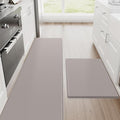 StepRite Kitchen Mats, 2PCS Kitchen Rugs, Cushioned Anti Fatigue Kitchen Mats for Floor, Non-Slip Standing Desk Mat, Waterproof Kitchen Rug Set for Kitchen, 20" x 32"+20" x 71"-0.4 inch Thick, Khaki