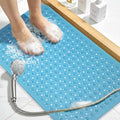 Large Shower Mat 21.5x33.5 Inch Clear Blue, Soft Non Slip Shower Mats for Inside Shower with Big Suction Cups Drain Holes, Extra Large Bath Bathtub Mat Floor Stall Mats, BPA-Free, Easy Clean