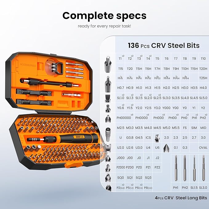 JOREST 152 in 1 Precision Screwdriver Set, Father Day Gifts for Husband Dad, Magnetic Repair Tool Kit for Electronics, Macbook, Laptop, PC, RC, PS5, iphone,Jewelers, XBOX, Glasses