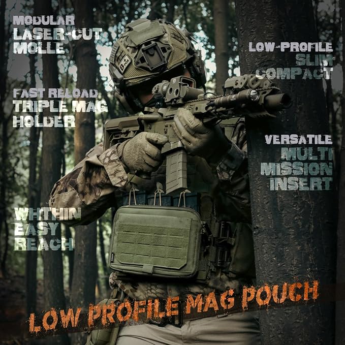 WYNEX Molle Admin Pouch of Kangaroo Style, Tactical Utility Tool Pouch with Mag/Zipper Strip Insert Modular EDC Medical Bag Organizer Attachment Patch Included