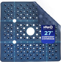 SlipX Solutions 27" Oversize Square Shower Mat, Non-Slip Mat for Elderly & Kids, 100+ Power Grip Suction Cups for Smooth Surfaces, Machine Washable, Navy