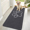 OLANLY Dog Door Mat for Muddy Paws 70x35, Paw Print Design, Absorbs Moisture and Dirt, Absorbent Non-Slip Washable Doormat, Quick Dry Chenille Mud Mat for Dogs, Entry Indoor Entryway Carpet, Dark Grey