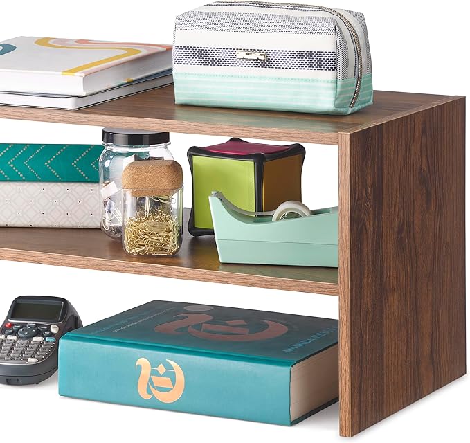 Whitmor Wood Stackable 2-Shelf Shoe Rack, Walnut, 31 inches，2 Pack
