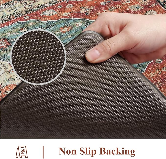 Collive Kitchen Rugs Anti Fatigue Kitchen Runner Mats Cushioned, Comfort Fatigue Mats for Standing, 17.3”x59” Red Non Skid Washable Kitchen Floor Mats for Office, Sink, Laundry