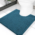 Smiry Luxury Chenille Toilet Rugs U-Shaped 20x20, Soft Absorbent Non-Slip Contour Bathroom Rugs for Toilet, Machine Washable Contoured Bath Mats, Peacock Blue