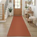KOZYFLY Orange Runners for Hallway 2.5'x8', Washable Runner Rug, Woven Non Slip Kitchen Runner, Braided Entryway Rug, Floor Carpet for Foyer, Bedroom, Hall, Burnt Orange/Tan