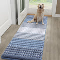 Kitinjoy Indoor Outdoor Door Mat, 59x20 Non-Slip Absorbent Dirt Trapper, Low-Profile Washable Inside Entrance Front Floor Mat, Sturdy Soft Entry Dotted Ombre Doormats for Entryway, Light Blue