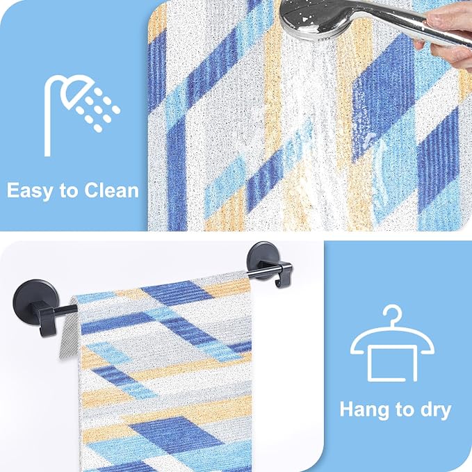 Non Slip Shower Mats for Inside Shower, 16x24 Inch Soft PVC Loofah Shower Mat, Foot Scrubber Anti-Slip Shower Mat,Quick Drying Shower Stall Mats for Wet Areas, Bathroom, Home, Hotel