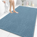 OLANLY Bathroom Rug Mat 59x35, Thick Soft and Absorbent Chenille Bath Mat, Non-Slip Rubber Backing, Machine Washable Quick Dry Bath Rugs for Tub Shower Floor, Home Decor Accessories, Airy Blue
