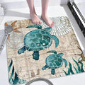 Sea Turtle Square Anti Slip Shower Mats for Inside Shower Accessories, Cute Bath Mats for Bathroom Non Slip Shower Floor Mat Decor Rubber Bathmat With Suction and Drain Holes Machine Washable, 21″X21″