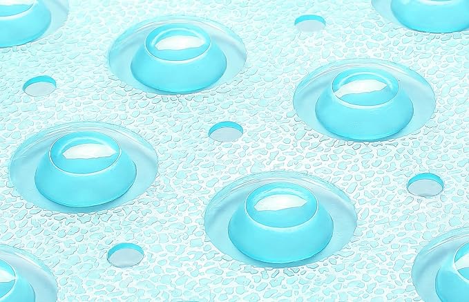 Extra-Long Non-Slip Bathtub & Shower Mat 39”x16” (Smooth/Non-Textured Tubs Only) Safe, Clean, Machine-Washable, Superior Grip&Drainage, Vinyl, Transparent Aqua/Blue-Green
