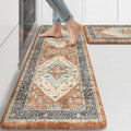 KIMODE Anti Fatigue Kitchen Mat for Floor, Boho Orange Kitchen Rugs Sets of 2, Cushioned Kitchen Floor Mats, Fall Kitchen Rugs Non Slip for Halloween Sink Laundry Desk Home 17"x47"+17"x29"