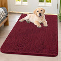 Smiry Dog Door Mat for Muddy Paws 40x32, Absorbent Dirt Trapper, Non-Slip Washable Chenille Entryway Rug for Inside Floor, Burgundy, Classic Solid