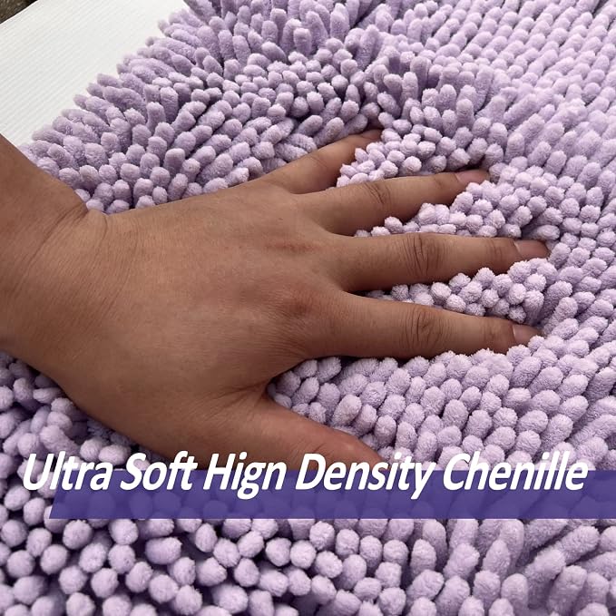 RUN HELIX Chenille Bathroom Rugs - 3 Piece Bath Mats, Non-Slip Luxury Bathroom Runner Rugs, Extra Soft and Absorbent Shaggy Rugs, Washable Dry Plush