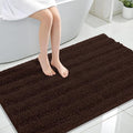 OLANLY Thick Large Bathroom Rugs 47x32, Extra Soft Absorbent Chenille Striped Bath Rugs, Rubber Backing, Machine Wash Dry, Bath Mats for Bathroom Floor, Tub and Shower, Home Decor Accessories, Brown