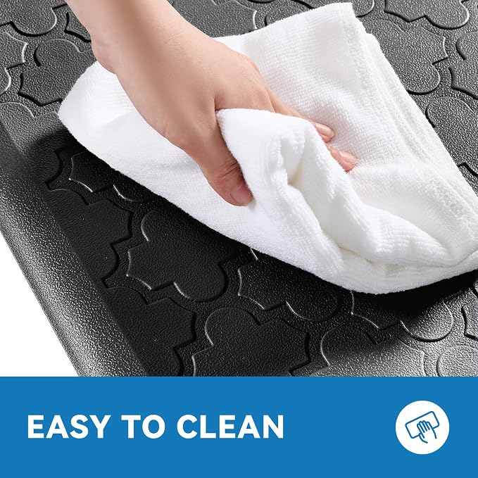 Kitchen Mat Cushioned Anti Fatigue for Floor, Non-Slip Waterproof Comfort Rug for Kitchen Sink, Standing Desk & Laundry, 20"x30", Black