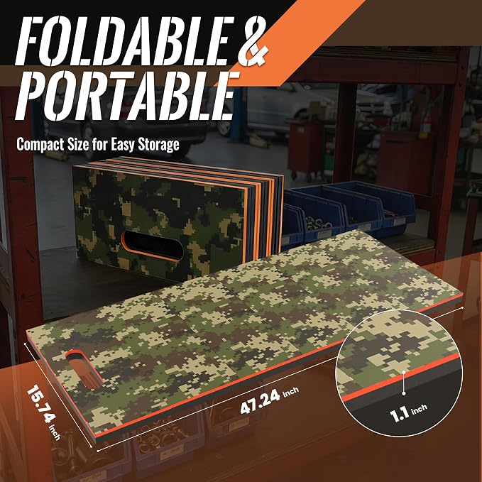 Foldable EVA Utility Mat with Handle, Heavy Duty Mechanic Mat for Kneeling, Workouts, Garages, Gardening, Camping, Picnics, Outdoor Adventures and Home Gyms, Mechanic Kneeling Pad Mechanics Mat-Camouflage