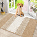 Smiry Dog Door Mat for Muddy Paws, Absorbs Moisture and Dirt, Low-Profile Entryway Mat with Non-Slip Backing, Entry Indoor Outdoor Doormat for Inside Floor (30x20 Inches, Beige, Striped)