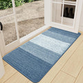 Kitinjoy Indoor Outdoor Door Mat, 71x24 Non-Slip Absorbent Dirt Trapper, Low-Profile Washable Inside Entrance Front Floor Mat, Sturdy Soft Entry Doormats for Entryway, Light Blue