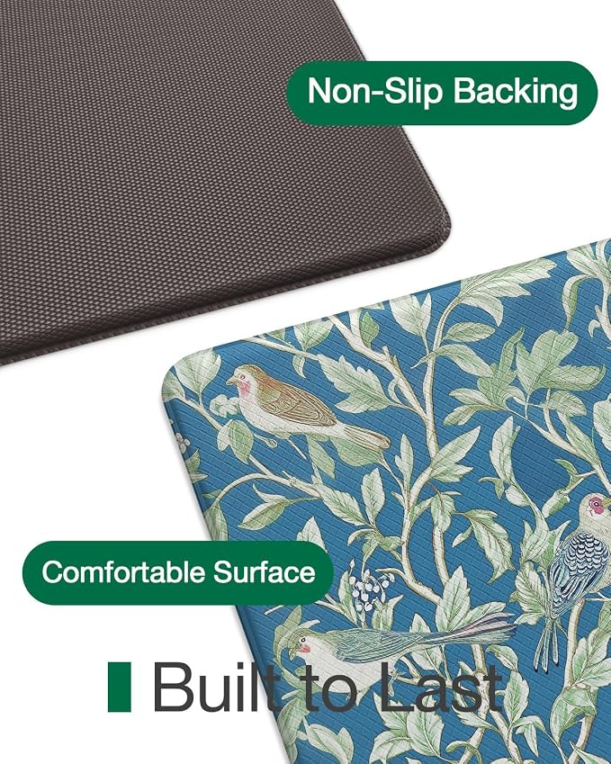 LUMI Anti-Fatigue Kitchen Floor Mats Set of 2,Cushioned Comfort Standing Rug Waterproof 2PCS, Non-Slip Ergonomic Foam Runner for Sink, Laundry, Office & Home,17x29+17x59,