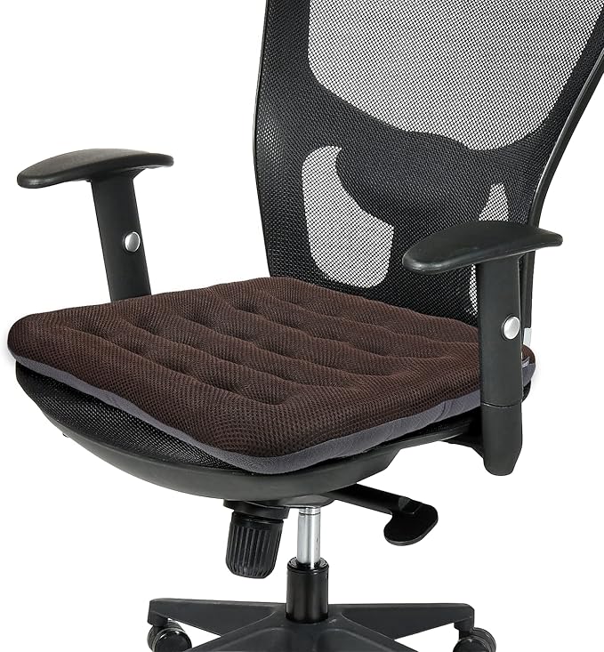 SINOSSO Excellent Support Effect Office Chair Cushion 1 Pack, Luxury Air Mesh Breathable Non-Slip Desk Computer Seat Cushion, Kitchen Dining Room Square Chair Pad (1 Count, Brown)