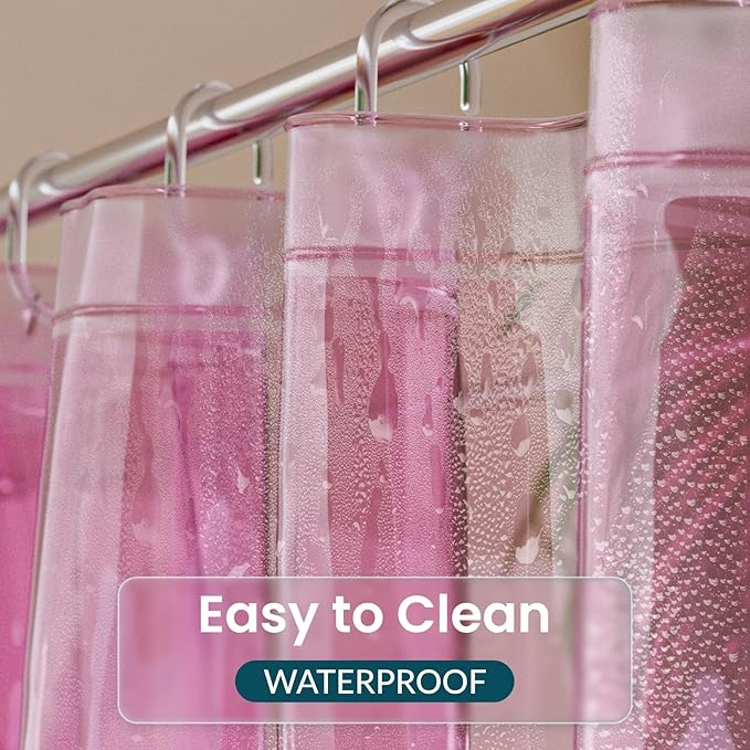 Titanker Shower Curtain Liner, Plastic Shower Liner PEVA 72 x 72 Lightweight Waterproof Shower Curtains for Bathroom with Magnets and Grommets, Clear Pink