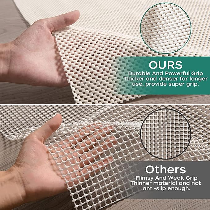 BAGAIL BASICS Non Slip Rug Pad Gripper Round 4 Feet Extra Thick Carpet Pads for Area Rugs and Hardwood Floors, Keep Your Rugs Safe and in Place