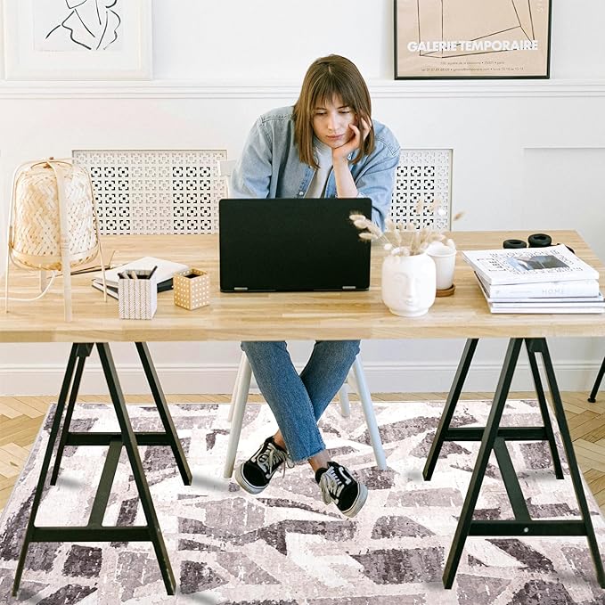 Office Chair Mat for Hardwood Floor, 48"x36" Easy Glide Computer Desk Mat Protector for Rolling Chair Under Desk Rug Nonslip Backing, Machine Wash (Modern)