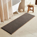 TYUU Waffle Runner Rug Bathroom, Long Boho Bathroom Rugs Non Slip Washable Super Absorbent Quick Dry Farmhouse Bath Decor, 72"x24" Khaki and Black
