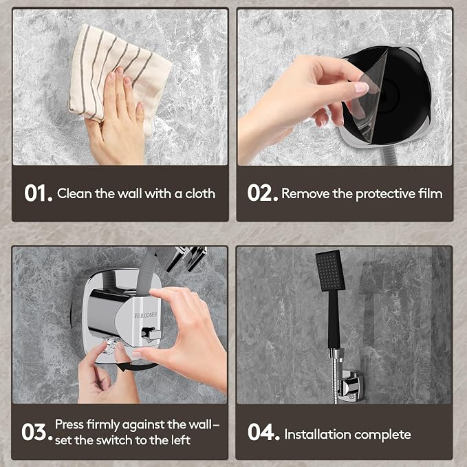 360° Swivel Shower Head Holder with Suction Cup | 10kg Load Capacity, Tool-Free Installation in Seconds | Removable and Rust-Resistant Shower Bracket with Storage Hook (Grey)