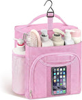 Attmu Shower Caddy Portable, Hanging Shower Bag for Dorm Room College, Large Capacity Quick Dry Mesh Tote Bag for Travel Camping Essentials (Light Pink)