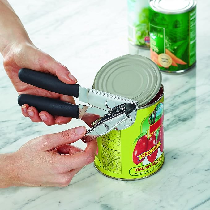 Swing-A-Way Comfort Comfort Grip Can Opener - All-Steel Construction, Smooth - Easy to Use, High-Carbon Cutting Wheel, Integrated Bottle Opener, Easy to Clean, Ideal for Arthritis and Seniors (Black)