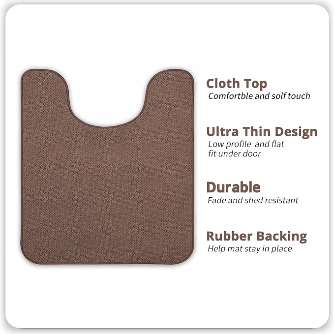Bosap Toilet Rugs U Shaped Bathroom Rug,Machine Washable Non Slip Quick Dry Super Absorbent Ultra Thin Toilet Mats for Bathroom Toilet.Brown,1'8"x2'(20x24inch)
