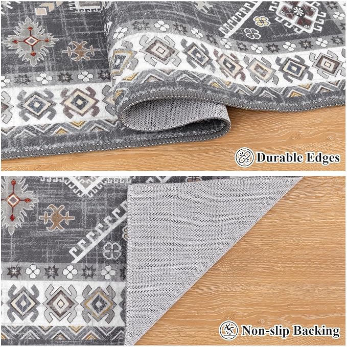 HEBE Washable Kitchen Rugs Runner 24"x60", Non Slip Hallway Runner Rug, Low Pile Entryway Rug Laundry Room Mat Kitchen Carpet Runners for Hallways, Bathroom, Laundry, Bedside Rug