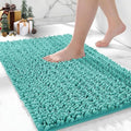 Bathroom Rugs Non Slip Washable 32x20, Extra Thick Soft Chenille Absorbent Bath Mat, High Density Barrier Non Slip Backing, Quick Dry Plush Shaggy Floor Carpet for Tub&Shower, TealBlue