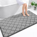 OLANLY Memory Foam Bath Mat Rug 59x34, Ultra Soft and Absorbent Bathroom Rugs, Non-Slip, Comfortable, Machine Washable Bath Carpet for Bathroom Floor, Tub, Shower and Home Decor Accessories, Grey