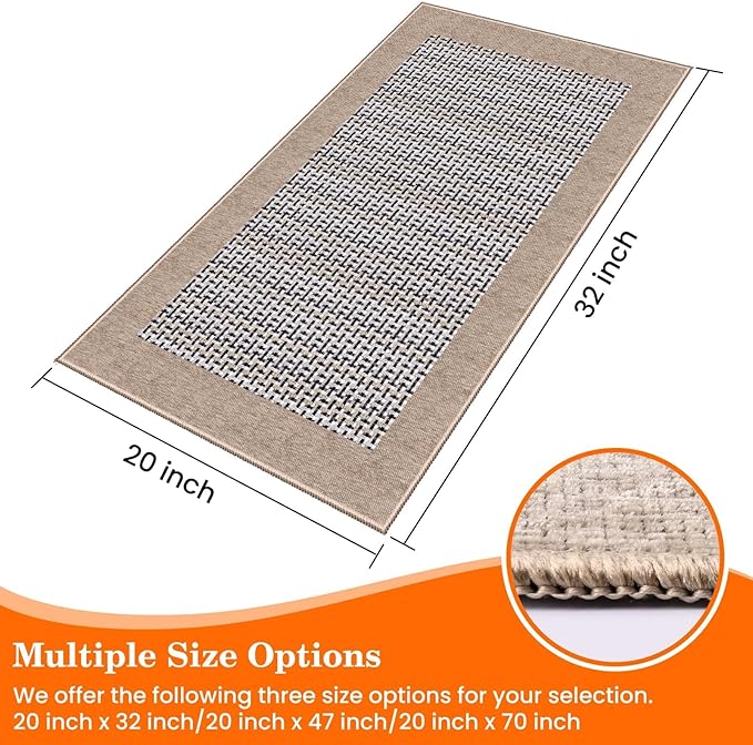 StepRite Kitchen Rugs, Kitchen Mats for Floor, 32"x20" Non-Slip Machine-Washable Kitchen Throw Rug, Absorbent Kitchen Runner Rugs Office, Sink Standing Desk Mat, Decor Carpet, Khaki