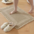 Waffle Bath Mat - Non Slip Bathroom Rugs - Washable Super Absorbent & Quick Dry Bath Mats with Tassels for Hallway Bedroom Laundry Room,17" x 24",Brown