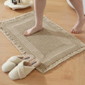 Waffle Bath Mat - Non Slip Bathroom Rugs - Washable Super Absorbent & Quick Dry Bath Mats with Tassels for Hallway Bedroom Laundry Room,24" x 36",Brown