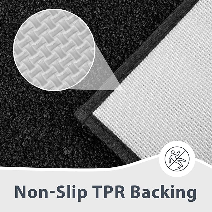 anllugs Bathroom Rugs 24" x 60", Non-Slip Extra Soft Absorbent Bath Rugs, Machine Washable Quick Dry Bath Mats for Bathroom Floor, Shower, Bathtub and Sink, Black