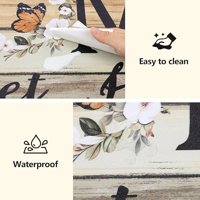 Yamaziot Anti Fatigue Kitchen Rug Set of 3, Non-Slip Waterproof Farmhouse Cushioned Comfort Standing Floor Mat for Kitchen, Office, Sink, Laundry
