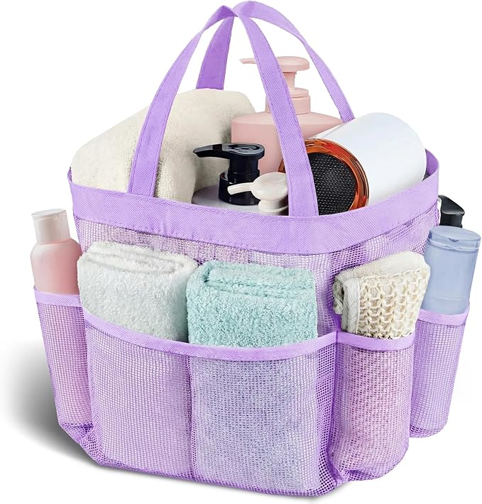 Attmu Mesh Shower Caddy Portable, Quick Dry Hanging Shower Tote Bag for College Dorm Room Essentials, Large Capacity Caddy Dorm for Bathroom Gym Swimming