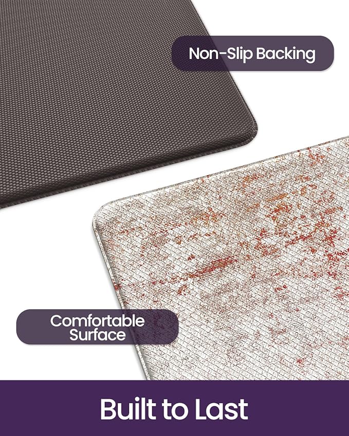 DEXI Kitchen Mats Cushioned Anti Fatigue, 23x59 Floor Padded Runner Rug Non Slip, Waterproof Standing Comfort Memory Foam for Front Sink Laundry, Red