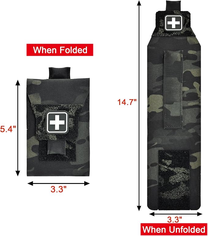Mini IFAK Pouch, Compact Empty First Aid Organizer with Elastic Loops and Pull Tab, Portable EDC Micro Trauma Pouch for Pocket Backpack and Outdoor Carry