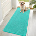 OLANLY Dog Door Mat for Muddy Paws 70x35, Absorbs Moisture and Dirt, Absorbent Non-Slip Washable Doormat, Quick Dry Chenille Mud Mat for Dogs, Entry Indoor Entryway Carpet for Inside Floor, Teal