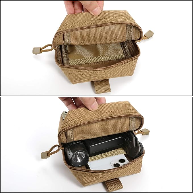 FRTKK 2 Pack Molle Pouches - Tactical Compact Water-Resistant EDC Pouch Bag Small Utility Pouch
