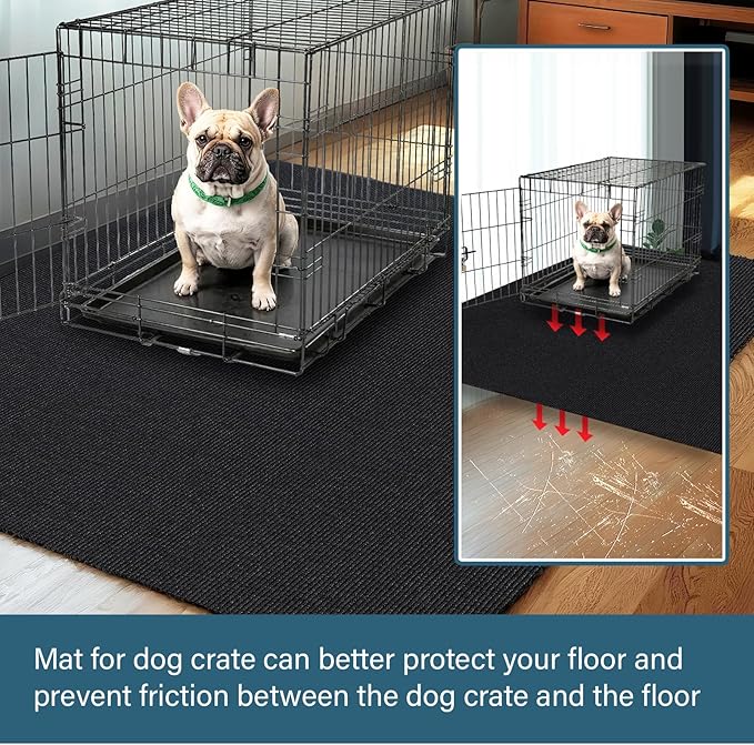 Wibeelee 29" X 48" X 0.23'' Mat for Under Dog Crate Waterproof Non-Slip Kennel Mat to Protect Floors Large Absorbs Urine Reusable Dog Playpen Mat