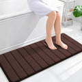 OLANLY Memory Foam Long Bathroom Rugs Runner 47x20, Super Soft Absorbent Bath Mat, Quick Dry, Machine Washable Shower Floor Rugs, Bathmat Carpet, Bathroom Home Decor Accessories, Brown