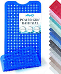 SlipX Solutions Power Grip Bathtub Safety Mat | Precision Grip Technology for Longer, Stronger, & Softer Wet Surface Protection | Clear Blue 39"x16"